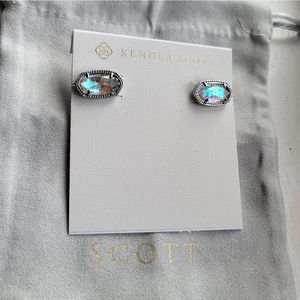 Kendra Scott Silver Ellie Earrings In Dichroic Glass